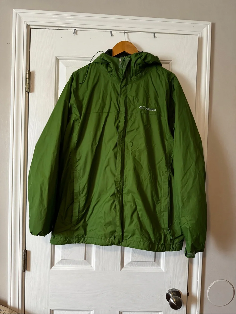 Columbia Men’s L Lined Raincoat Hooded Jacket | Green Outdoor Shell